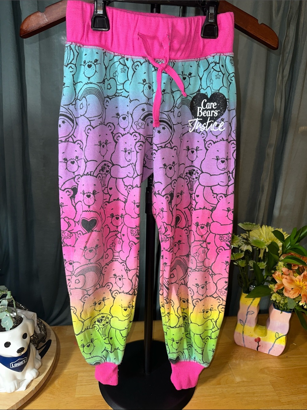 Justice x Care Bears Girls' Ombre Rainbow Jogger Pajamas - Pink S(7/8) B313